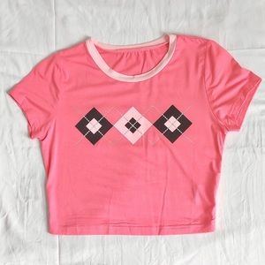 PINK ARGYLE TOP